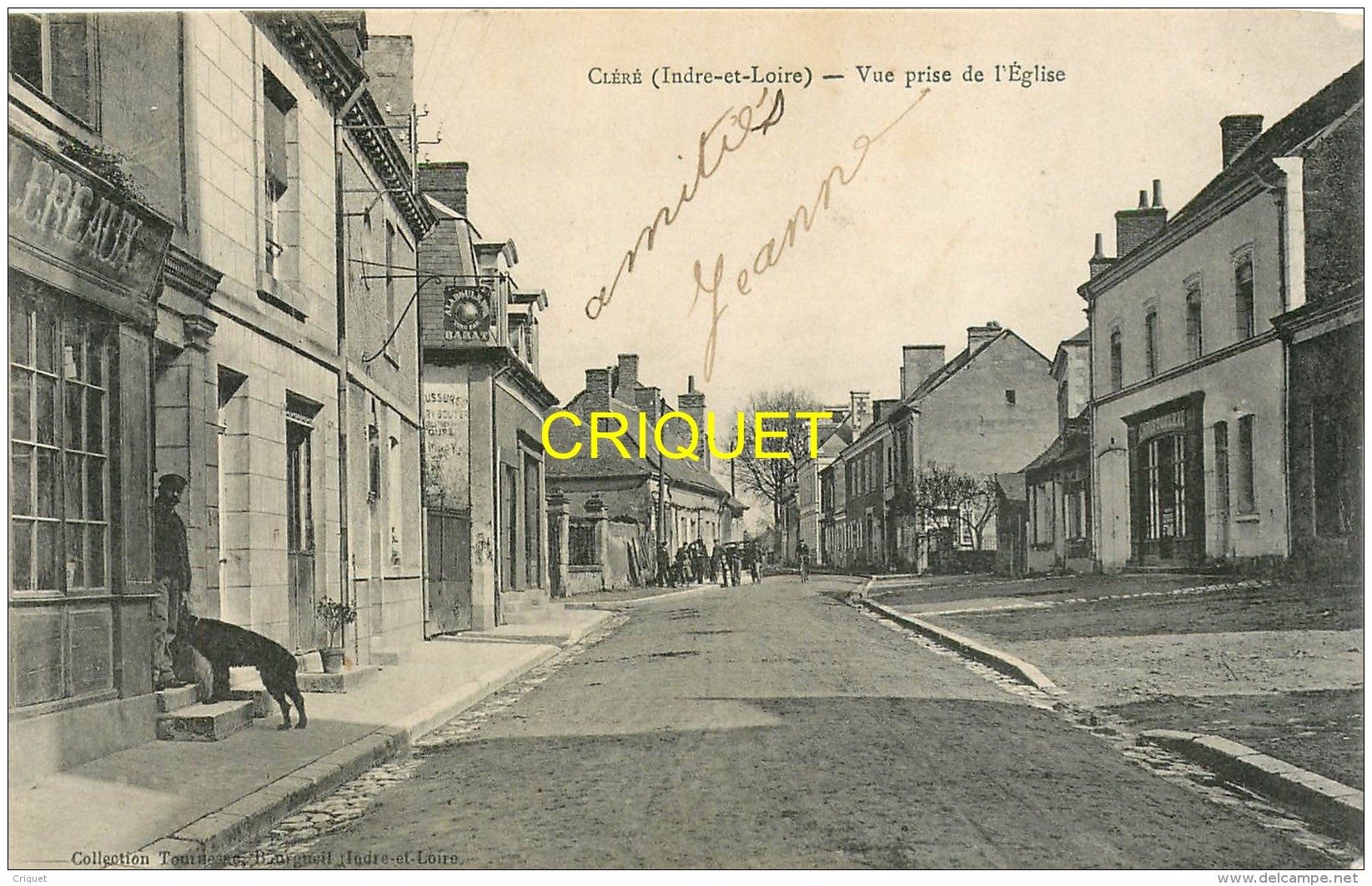37 Cléré, Vue Prise De L'Eglise, Animée, Commerces......., Affranchie 1904 - Cléré-les-Pins