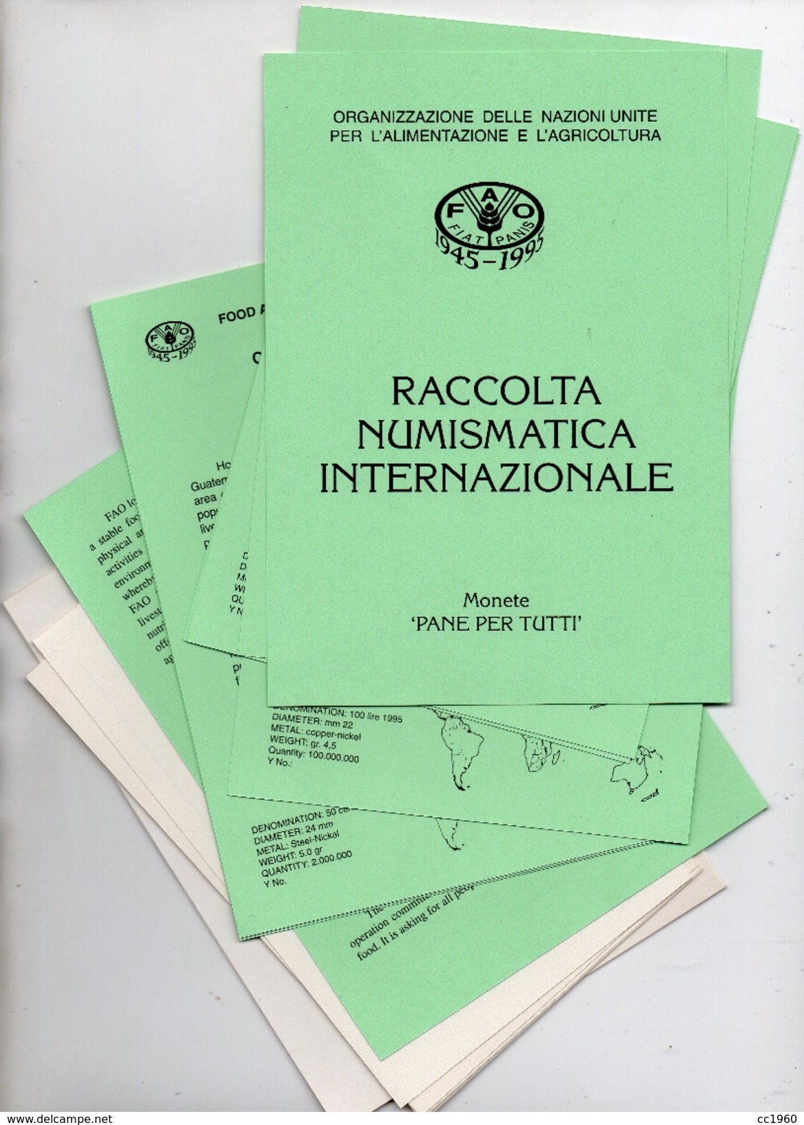 F.A.O. - 1945/1995 - Lotto 12 Monete - "Raccolta Numismatica Internazionale - Pane Per Tutti " Con Schede - Vedi Foto - Altri & Non Classificati