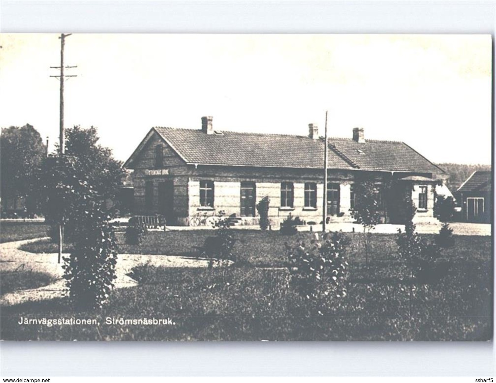 Strömsnäsbruk RAILWAY STATION RPPC H.Elmsgrens Bok- Pappershandel C.1940 - Schweden