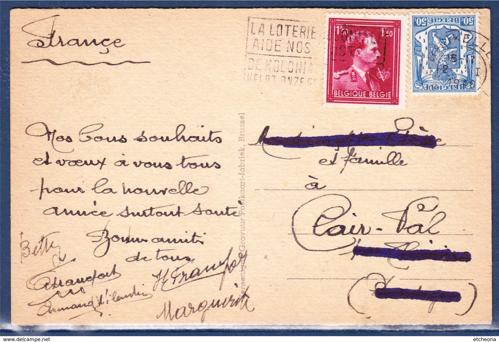 = Bruxelles Gare Du Nord Et Place Rogier 2 Timbres Oblitérés 2.1.1946 - Transport (rail) - Stations