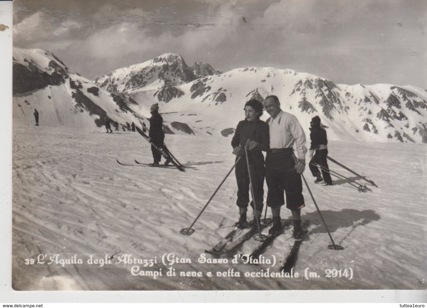 L'aquila Gran Sasso D'italia Campi Di Neve Sci Sciatori Vetta Occidentale 1957 Vg - L'Aquila