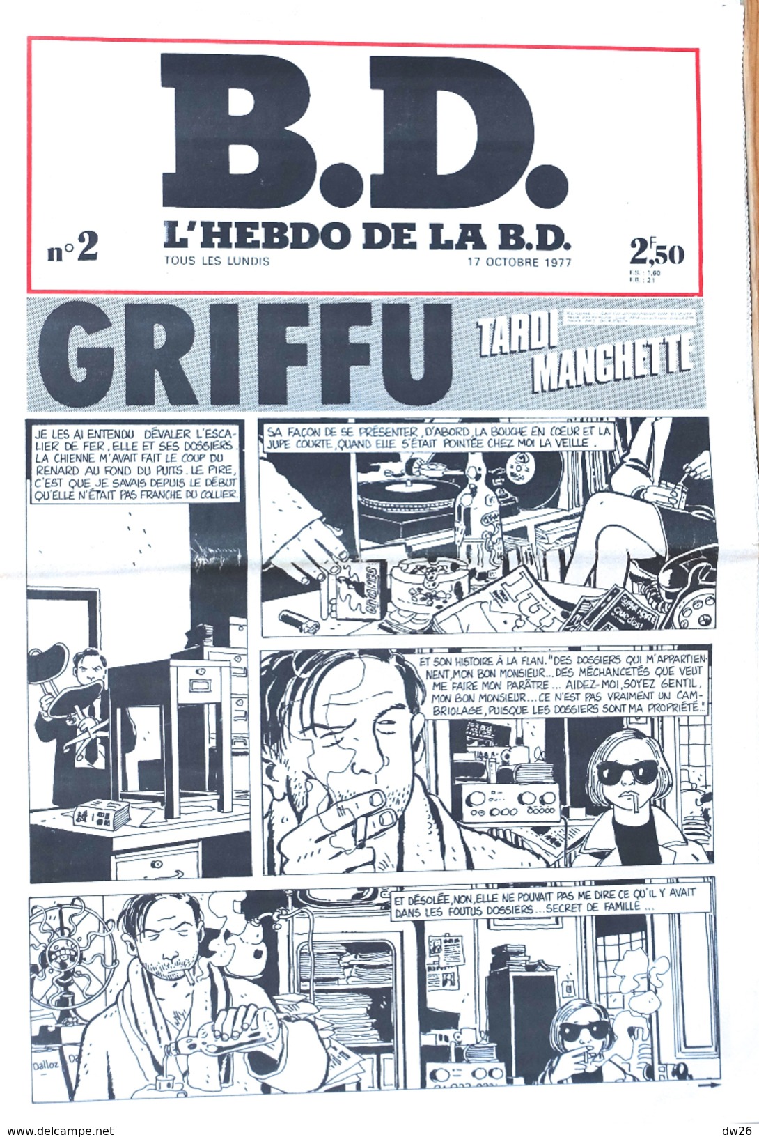 D.D. L'Hebdo De La BD N° 2 (17 Octobre 1977) - Tardi Manchette: Griffu - Humour