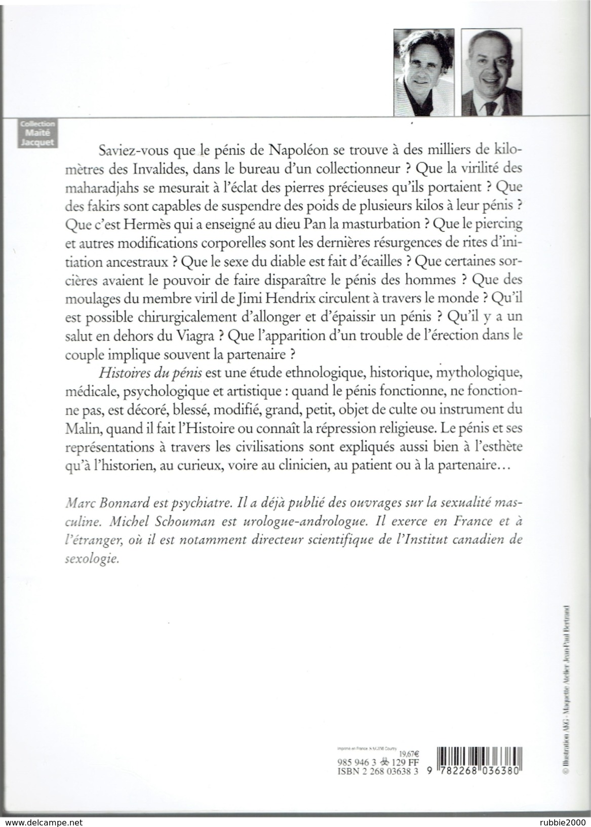 HISTOIRES DU PENIS 1999 MARC BONNARD MICHEL SCHOUMAN - Medicina & Salud