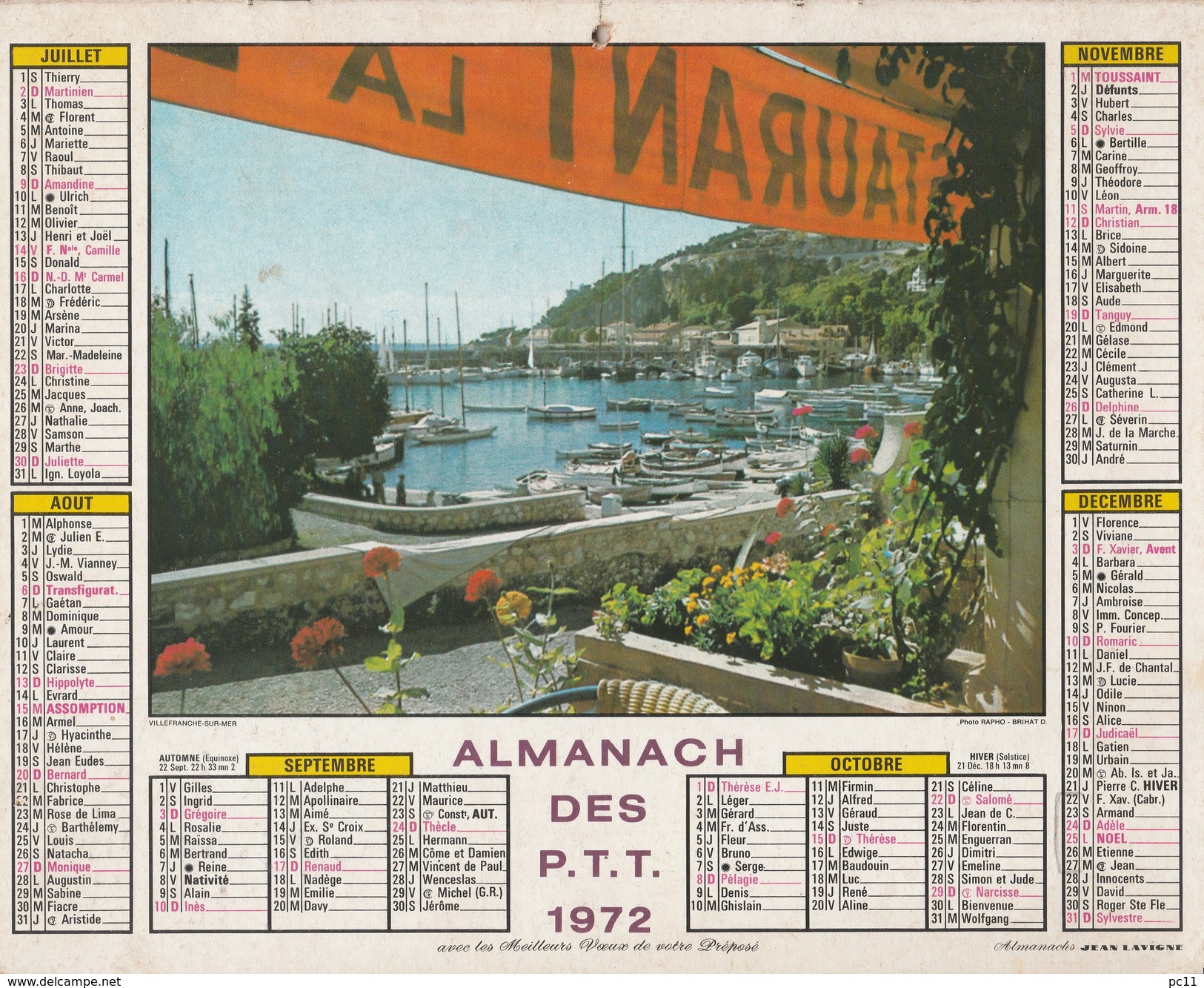 ALMANACH Des P.T.T:1972 :Région Parisienne: ESSONNE(91) -HAUTS-DE-SEINE(92) -PARIS(75) -SEINE ST DENIS(93) - 94,95 Et 78 - Grand Format : 1971-80