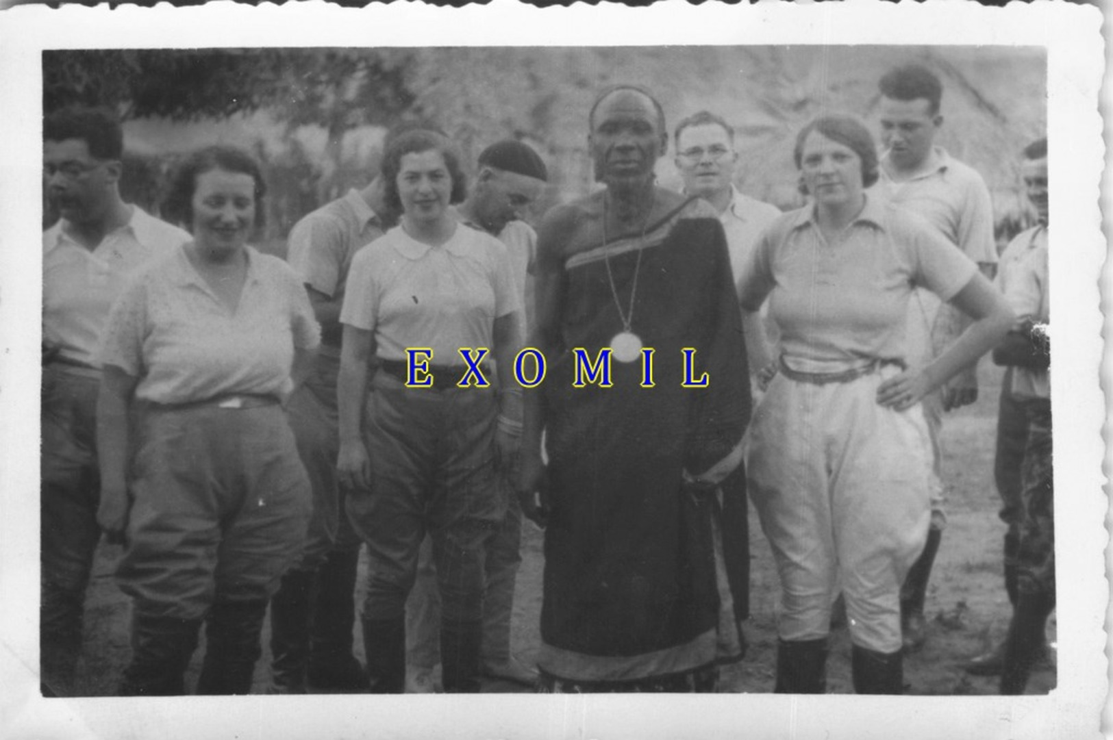 Afrique Africain Chef Tribu  Promenade  Colon Colonial Touriste Vacances 6x9cm  Photo Ancienne - Other & Unclassified