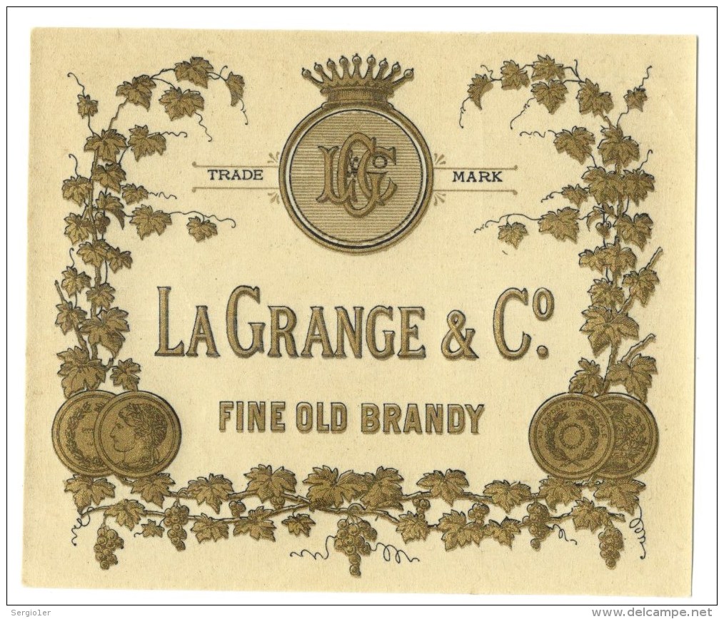Ancienne étiquete Vernie Lagrange &amp; Cie  Fine Old Brandy - Alcohols & Spirits