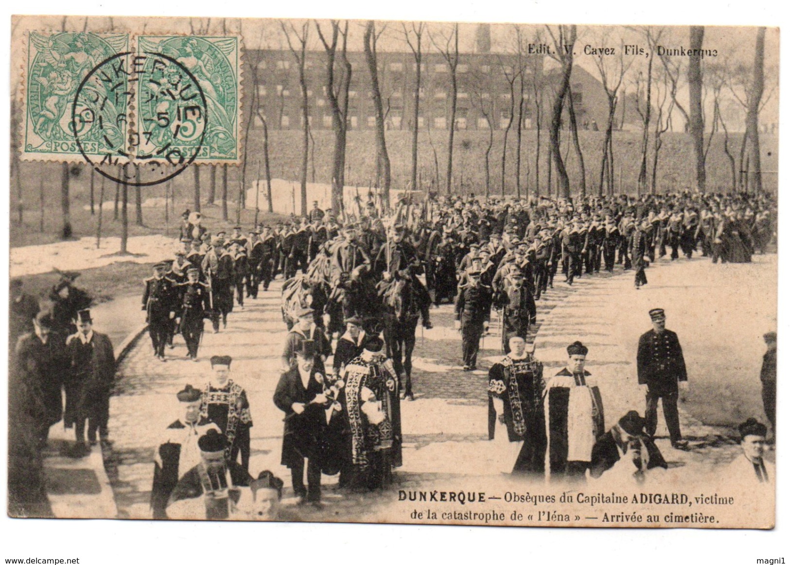 59 - Cpa - DUNKERQUE - Obsèques Du Capitaine Adigard - Dunkerque