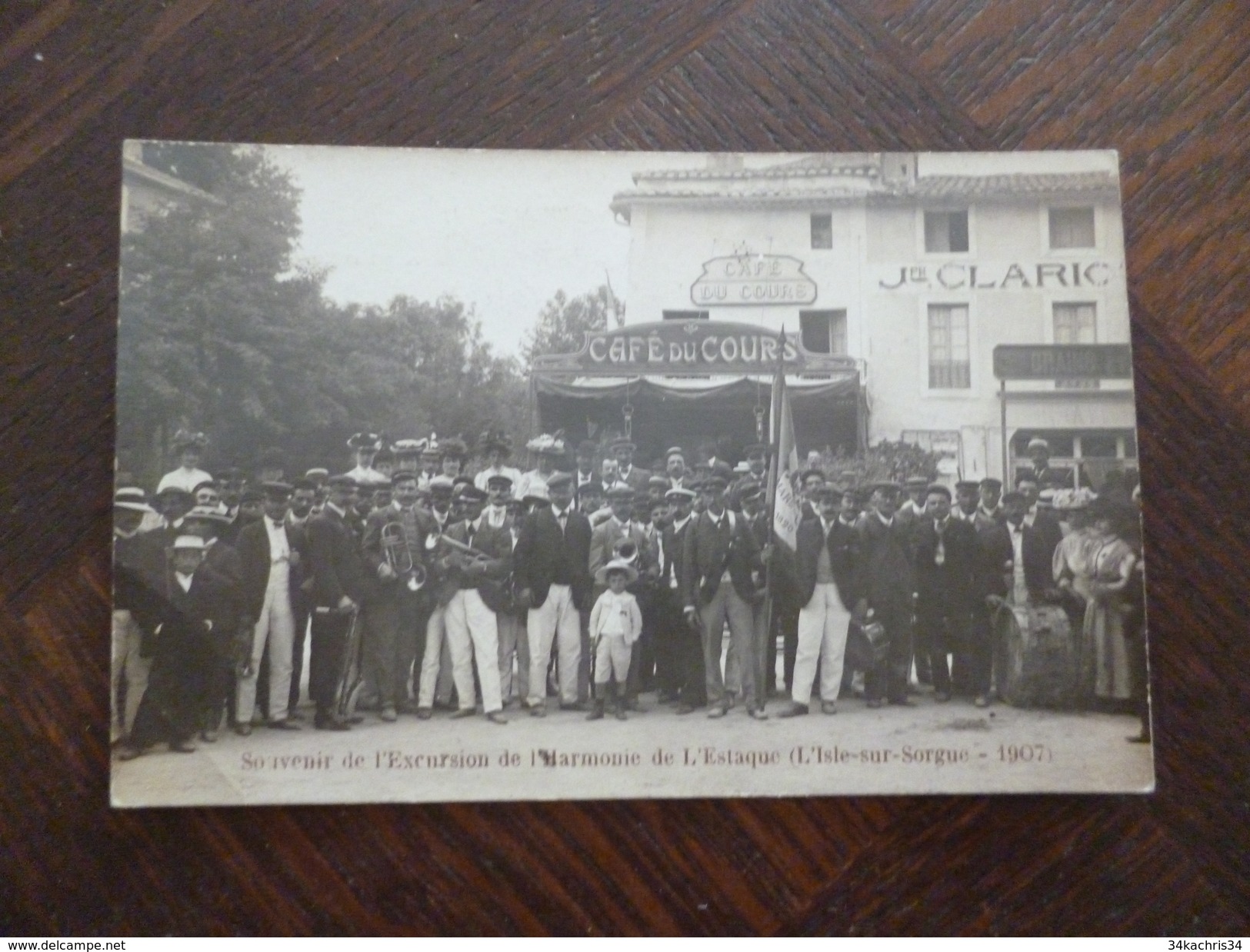 Carte Photo 84 L'Isle Sur Sorgue. Souvenir De L'excursion De L'Harmonie De L'Estaque Marseille 1907 - L'Isle Sur Sorgue