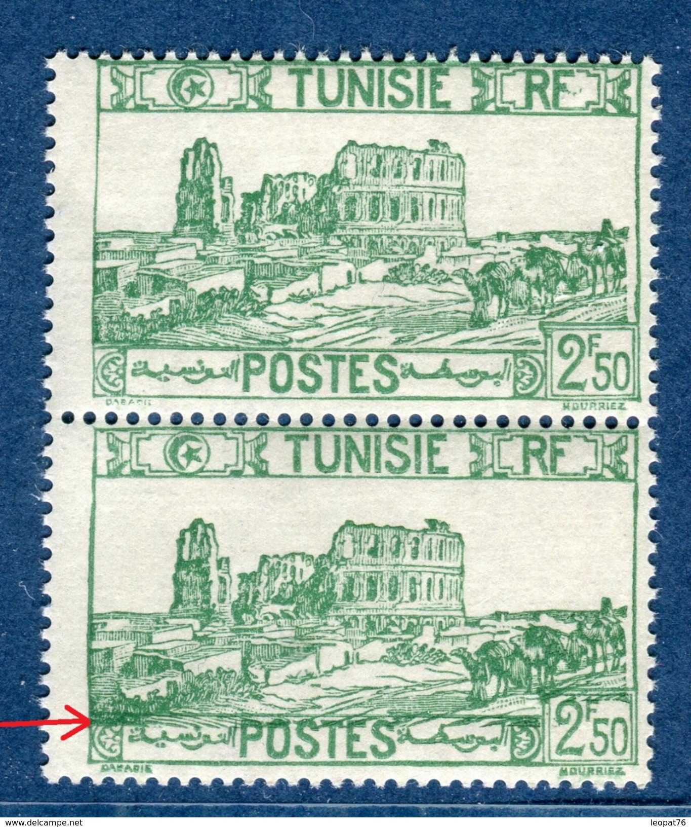 France / Tunisie - Variété N°Yvert 219   Centre Déplacé Vers Le Bas Tenant à Normal Neufs ** - Réf. D 134 - Unused Stamps