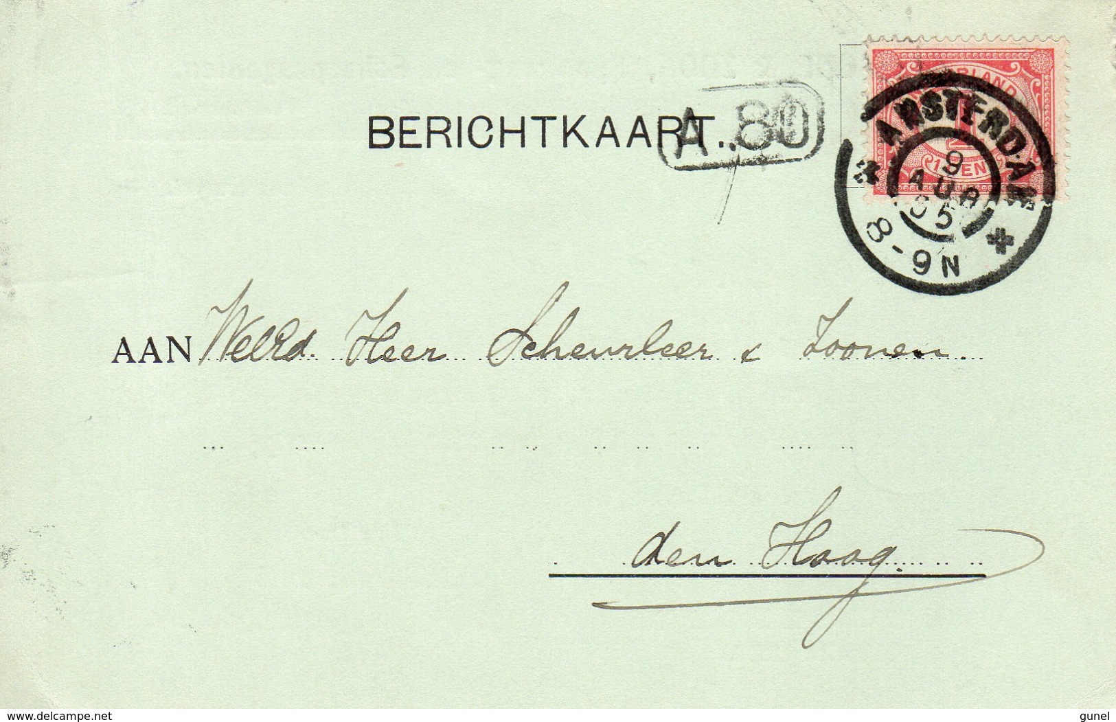 1905  Firma-drukwerk  Met Grootrond Amsterdam Naar Den Haag - Brieven En Documenten