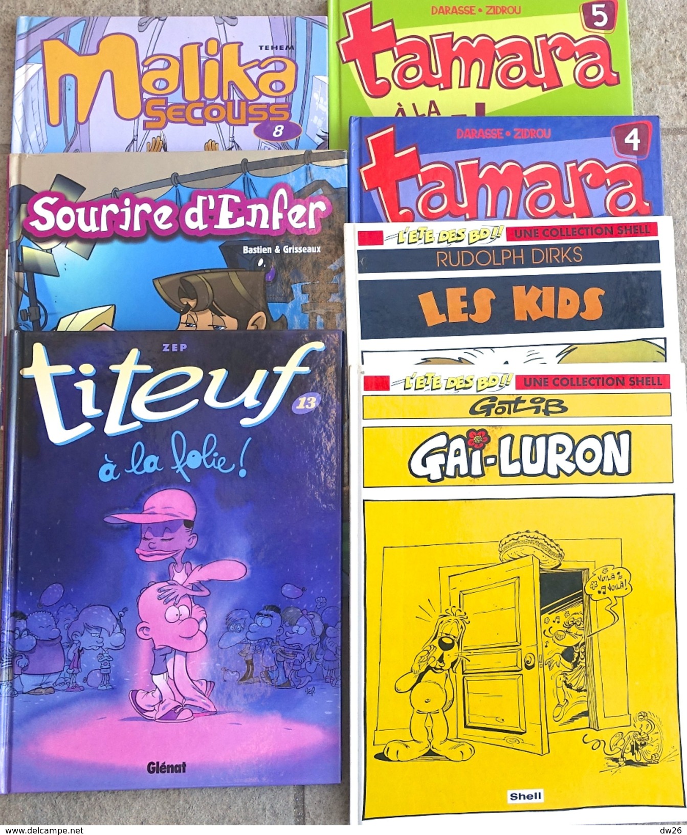 Lot De 7 BD: Tamara N° 4,5 - Les Kids - Gai-Luron (Gotlib) - Malika - Titeuf - Sourire D'Enfer - Lotti E Stock Libri