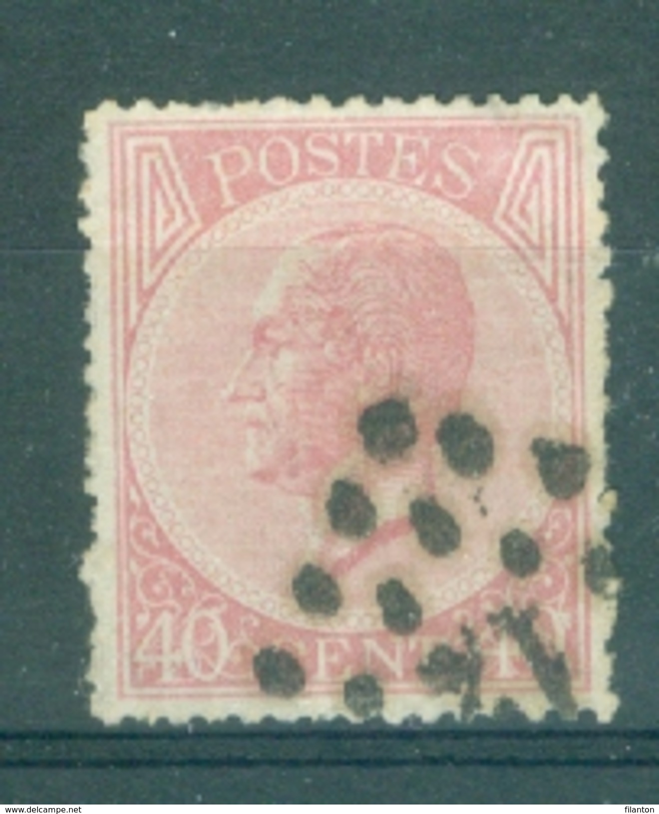 BELGIE - OBP Nr 20A - Gestempeld/oblitéré - Cote 22,00 &euro; - 1865-1866 Profile Left