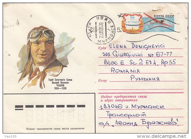 POLAR FLIGHT, VALERY CHKALOV, COVER STATIONERY, ENTIER POSTAL, 1985, RUSSIA - Vuelos Polares