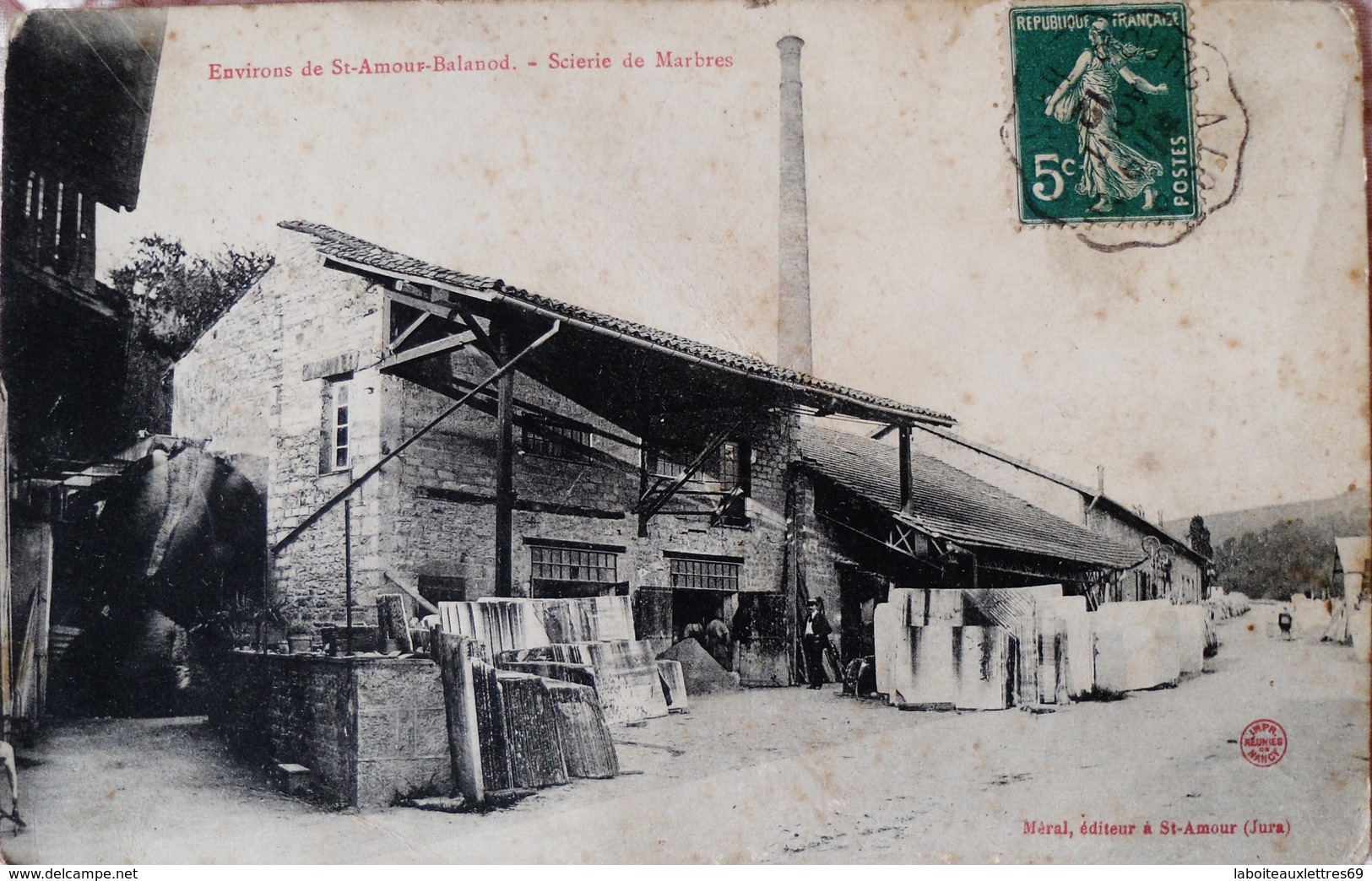 CARTE POSTALE ANCIENNE ENVIRONS DE ST-AMOUR-BALANOD - SCIERIES DE MARBRE-JURA-39 - Other & Unclassified