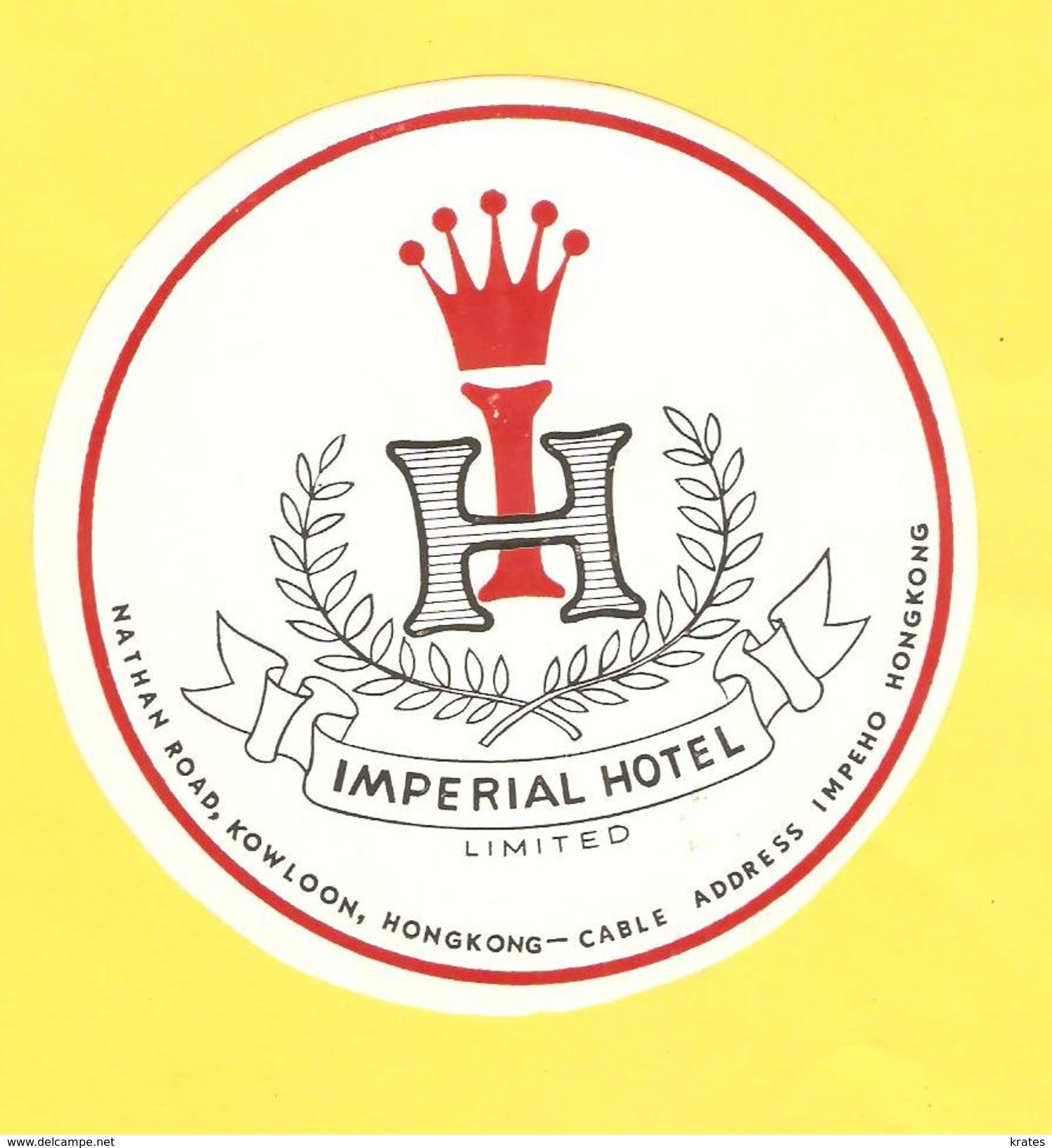 Old Hotel Label - China, Hong Kong, Hotel Imperial - Autres & Non Classés