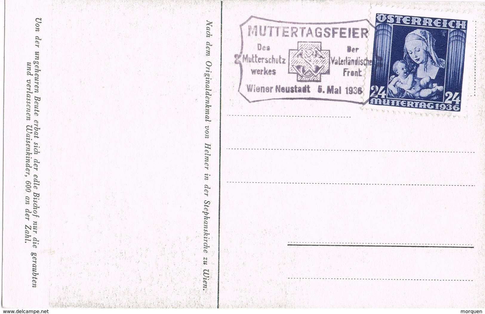 20619. Postal WIEN (Austria) 1936. Dia De La Madre. Muttertagsfeier - Briefe U. Dokumente