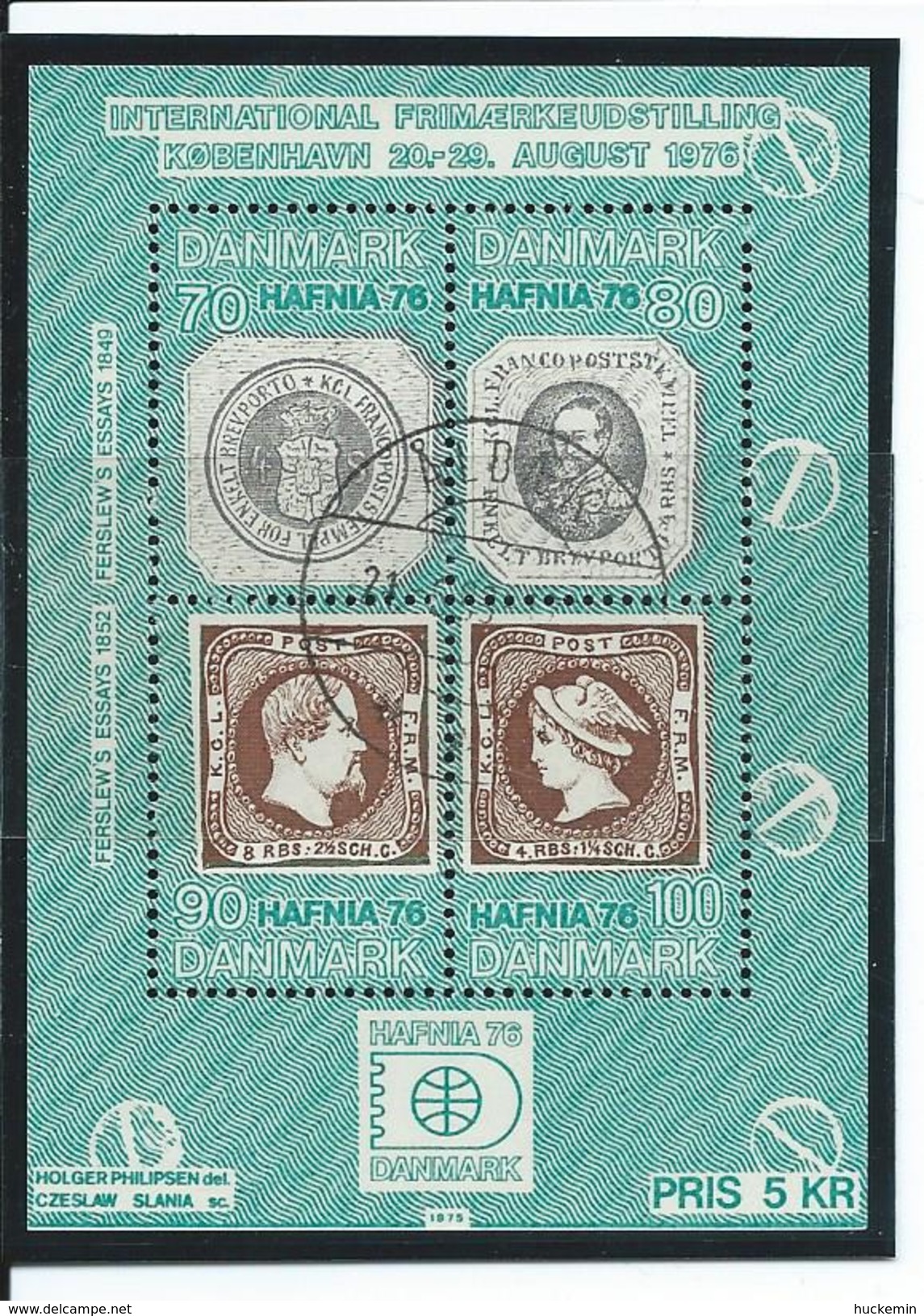 Dänemark Mi Block 1 Internationale Briefmarkenausstellung HAFNIA Gestempelt - Blocchi & Foglietti