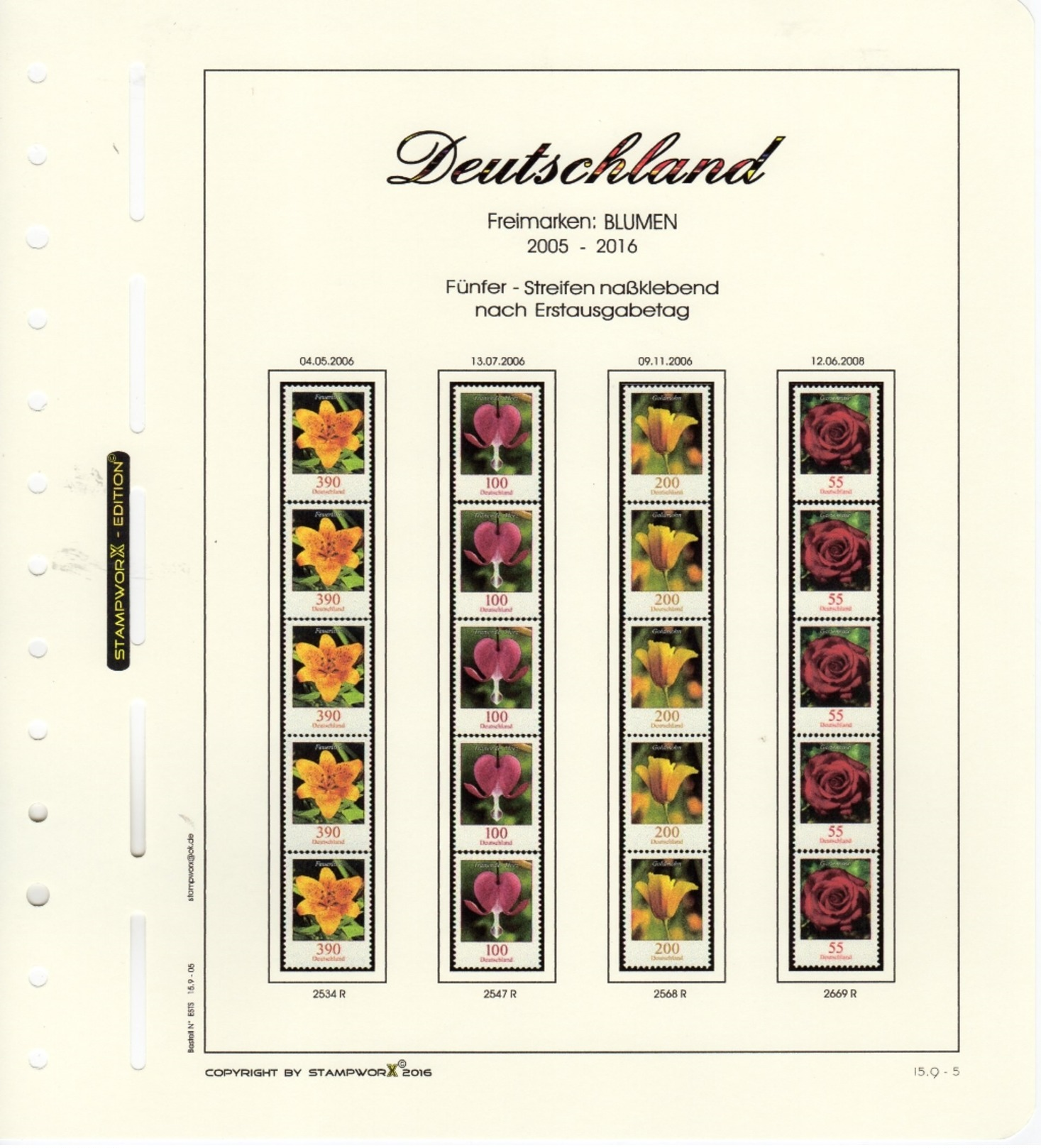 OVP - Vordrucke Für Die Dauerserie " BLUMEN " 5er Streifen Rollenmarken - OVP - Vordruckblätter