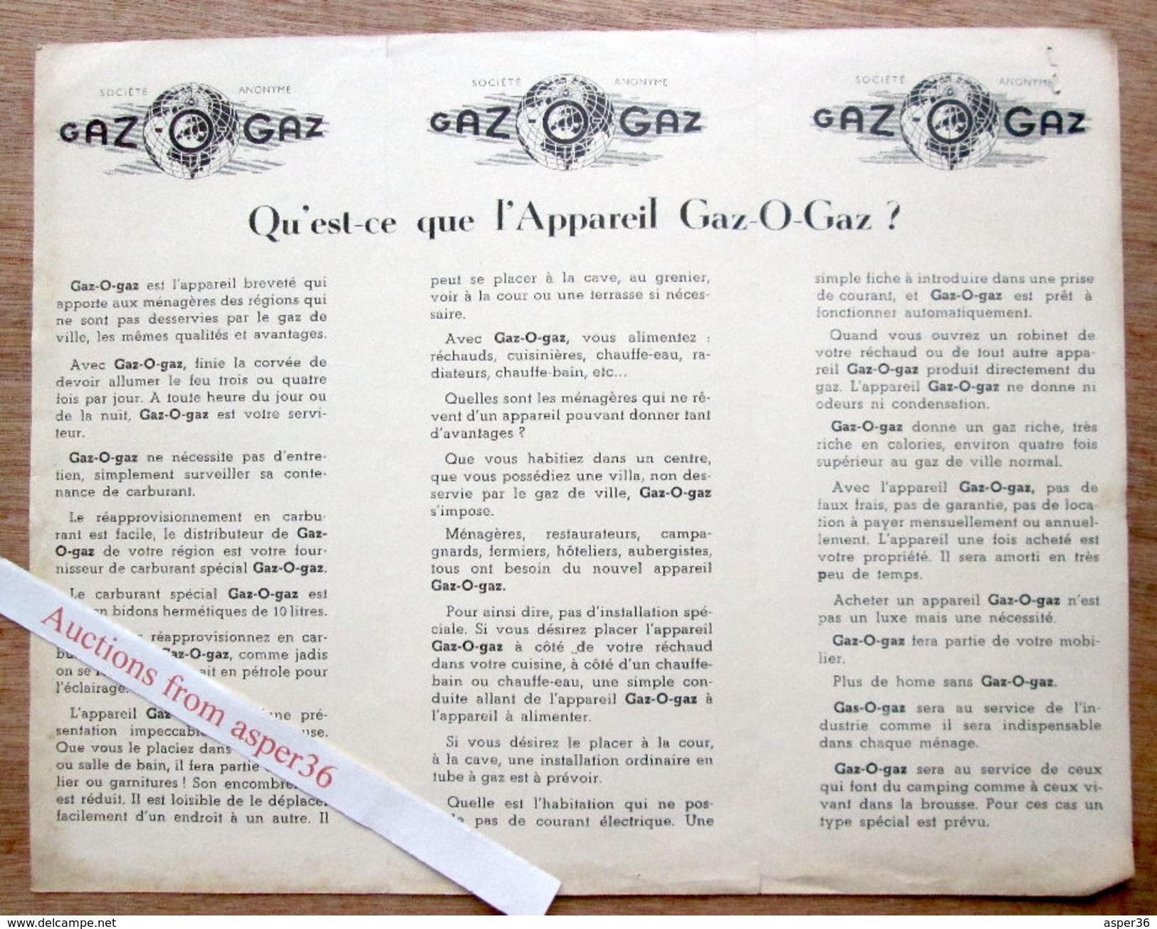 Brochure "Gaz-O-Gaz, Avenue Lecharlier, Bruxelles-Jette" - Collezioni