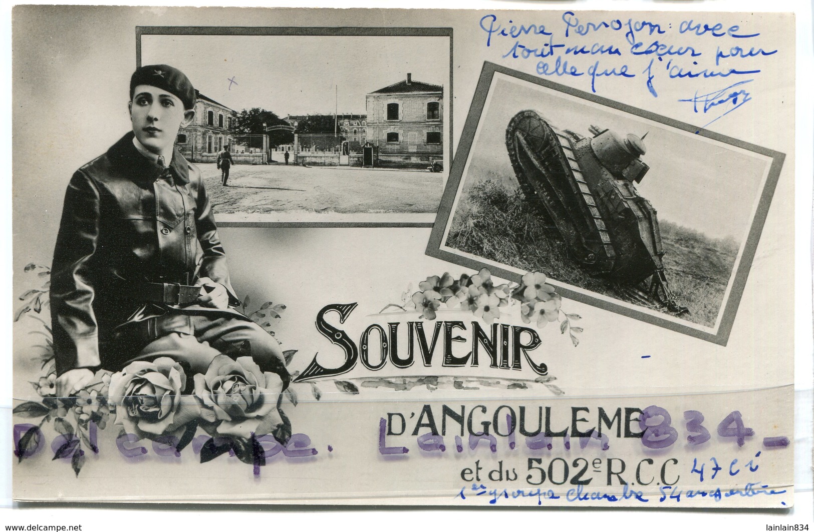 -  Militaria - Souvenir  Du 502 éme Régiment  De Chars De  Combat, 47 éme Ci, Angoulême, ,écrite Juin 1940, BE, Scans. - Régiments