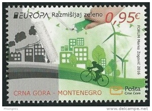 Montenegro 2016 Europa CEPT, Think GREEN, Environment, Bicycle, MNH - 2016