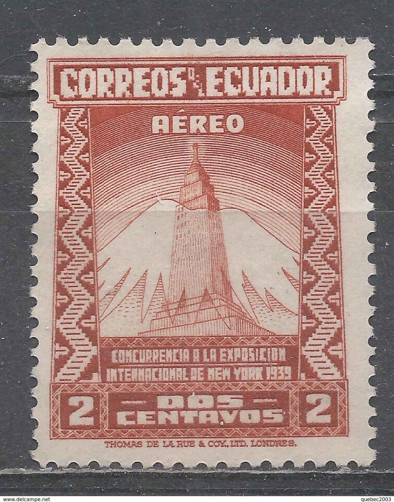 Ecuador 1939. Scott #C80 (M) Empire State Building And Mountain Peak - Equateur