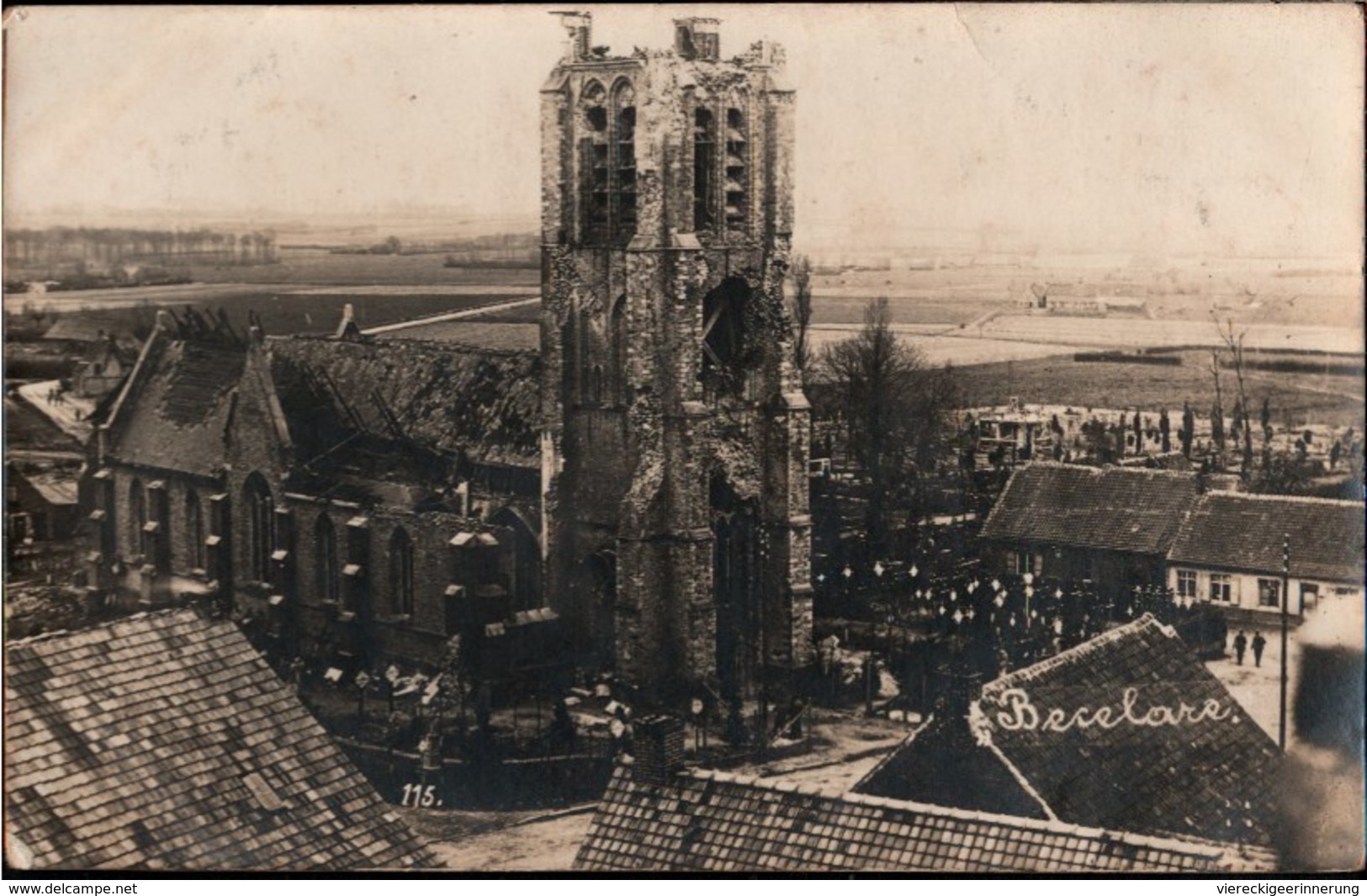 ! Alte Fotokarte Becelare, Photo, Westflandern, Kirche, Kerk, Eglise, Guerre 1914-1918, 1. Weltkrieg, Belgien - Zonnebeke