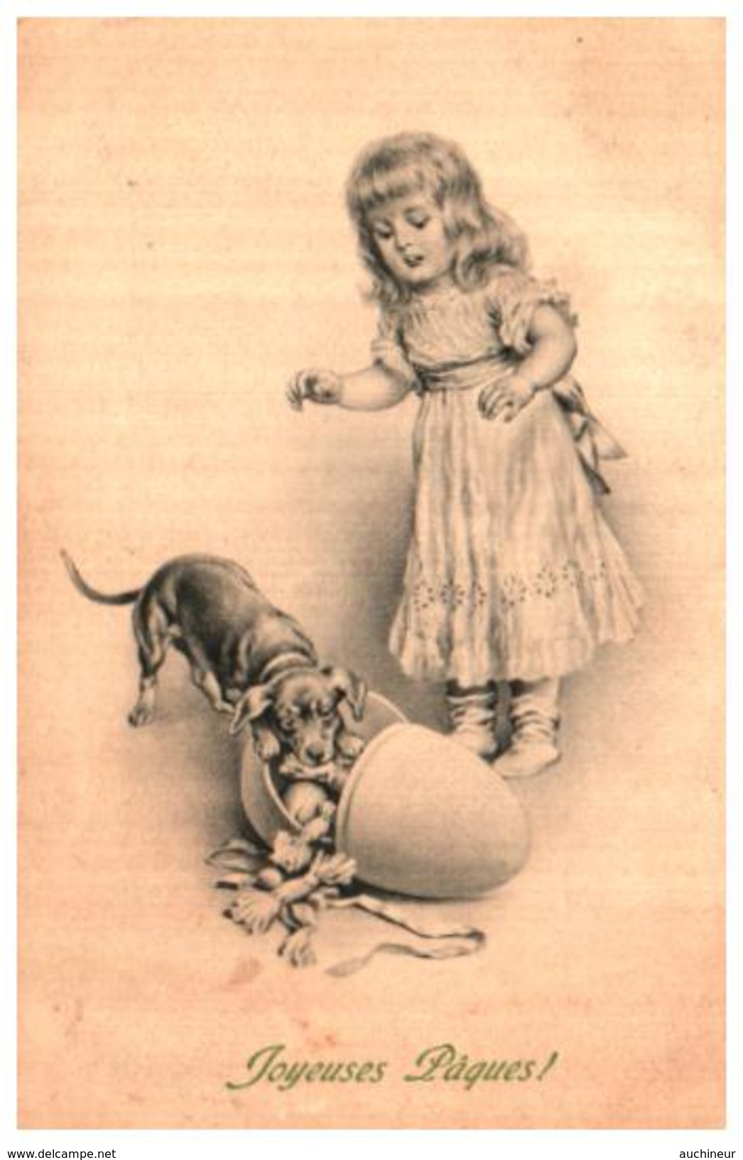 Chien Teckel, Dachshund - Pâques, Fillette Oeuf (vienne 254) - Dogs