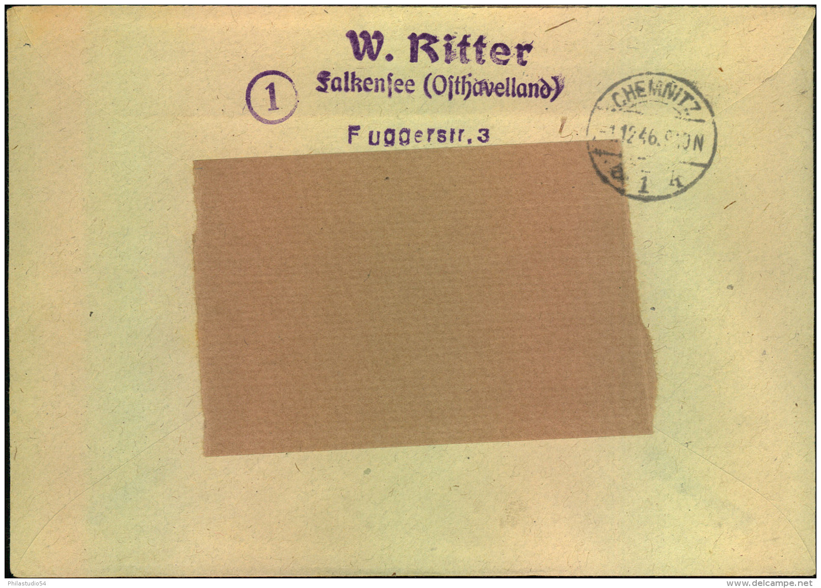 1946, Einschreiben Ab (1) FALKENSEE, R-Zettel Mit PLGZ (1) - Other & Unclassified