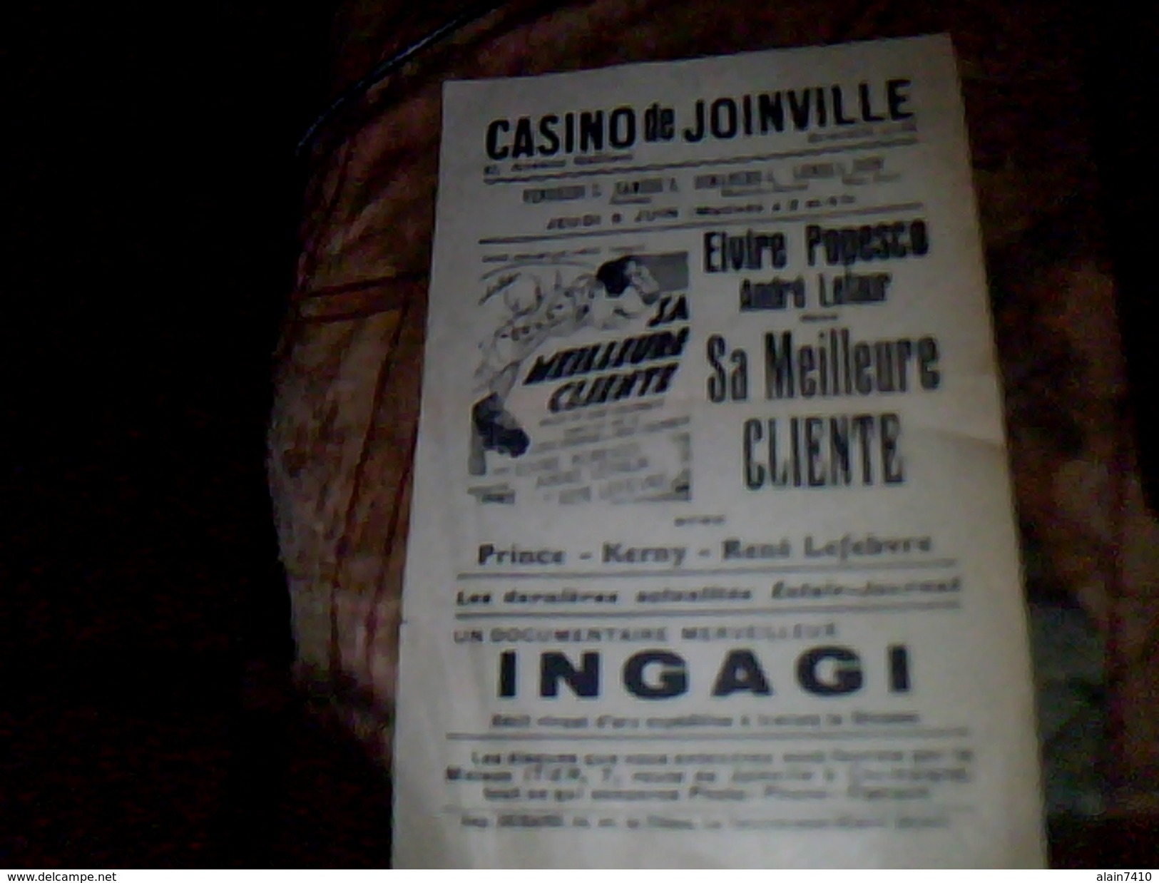Vieux Papier Tract Affichette Casino De Joinville Piece Theatrale " Sa Meilleure Cliente" Annee ?? - Théâtre & Déguisements
