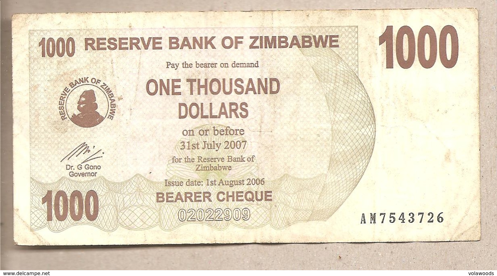 Zimbabwe - Banconota Circolata Da 1000 Dollari - 2006 - Zimbabwe