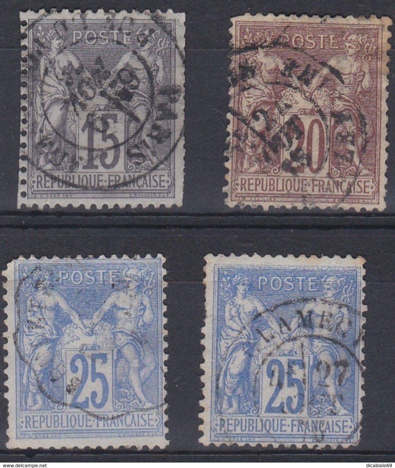 France 1876 - N°66(o)-67(o)-68(o) - Lot De 4 Timbres - Sage - 1876-1878 Sage (Type I)