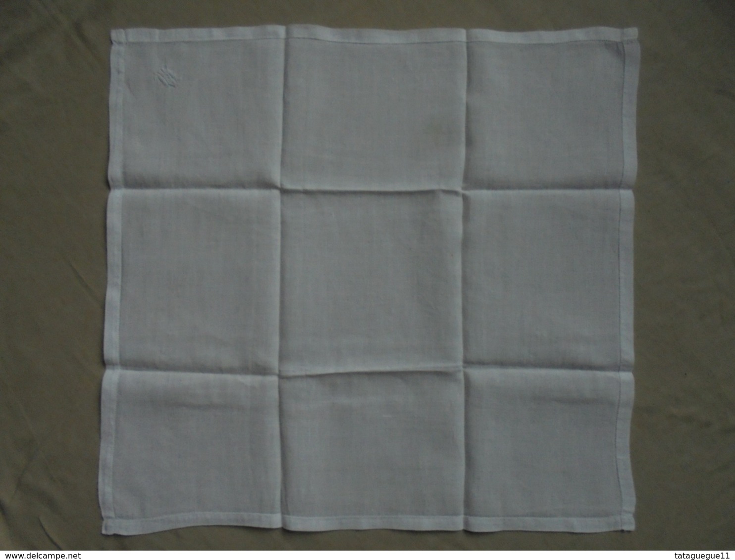 Ancien - Mouchoir En Coton/fil Blanc Avec Initiales MA - Handkerchiefs