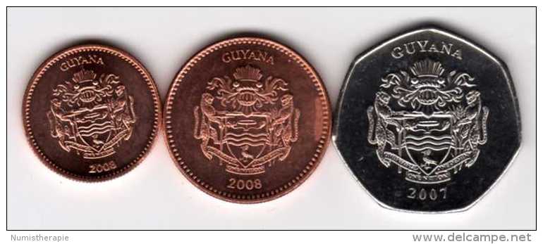 Guyana : Série De 3 Petites Pièces 2007-2008 - Guyana