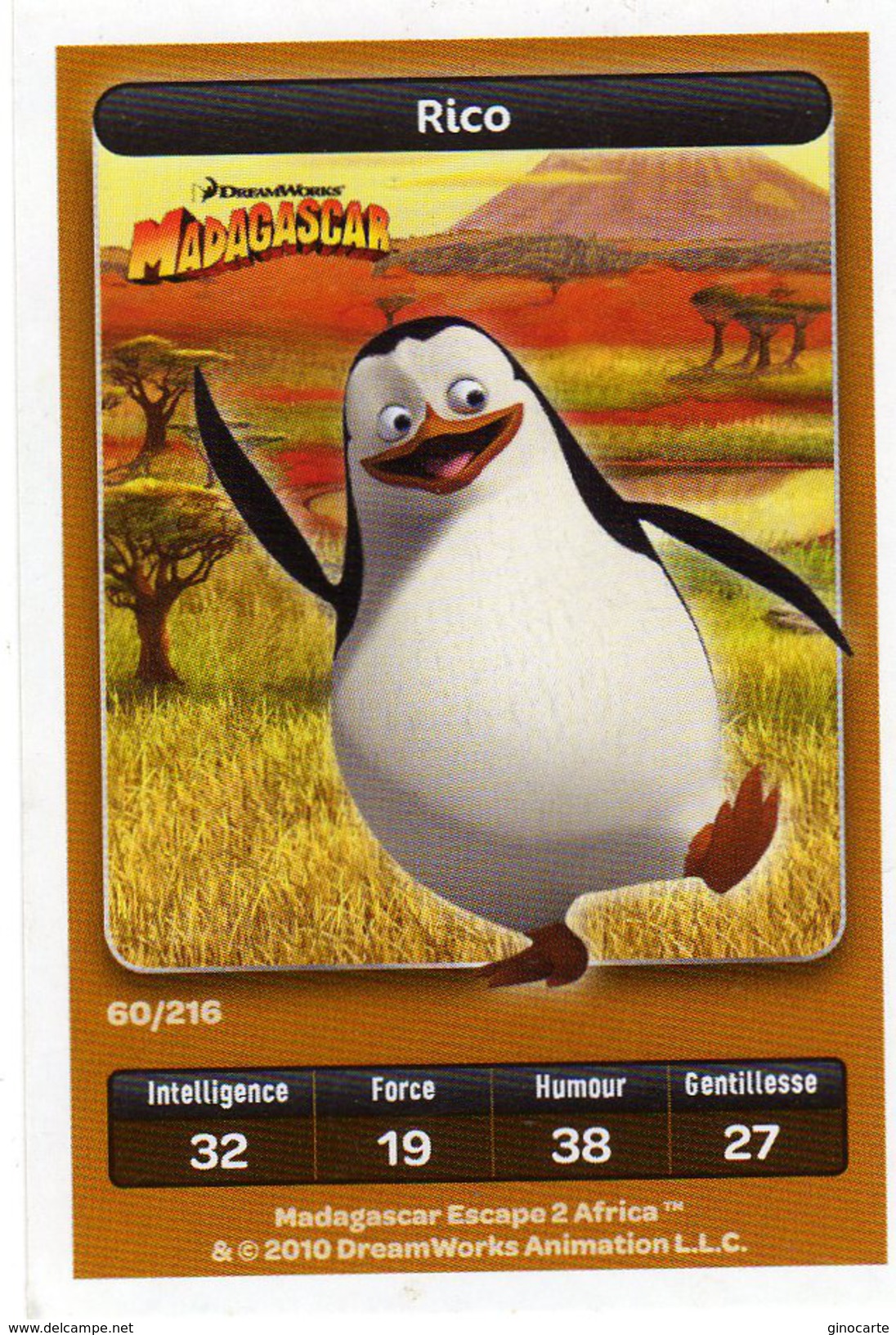 Carte Trading Card Disney Dreamworks Carrefour Madagascar Rico - Disney