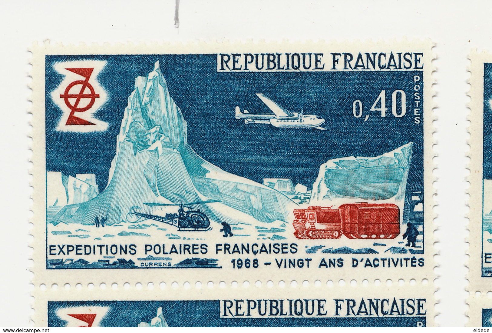 Ensemble De 25 Timbres Neufs 0,40 F 1968 20 Ans Activité Expeditions Polaires Avion Helicoptere - TAAF : Terres Australes Antarctiques Françaises