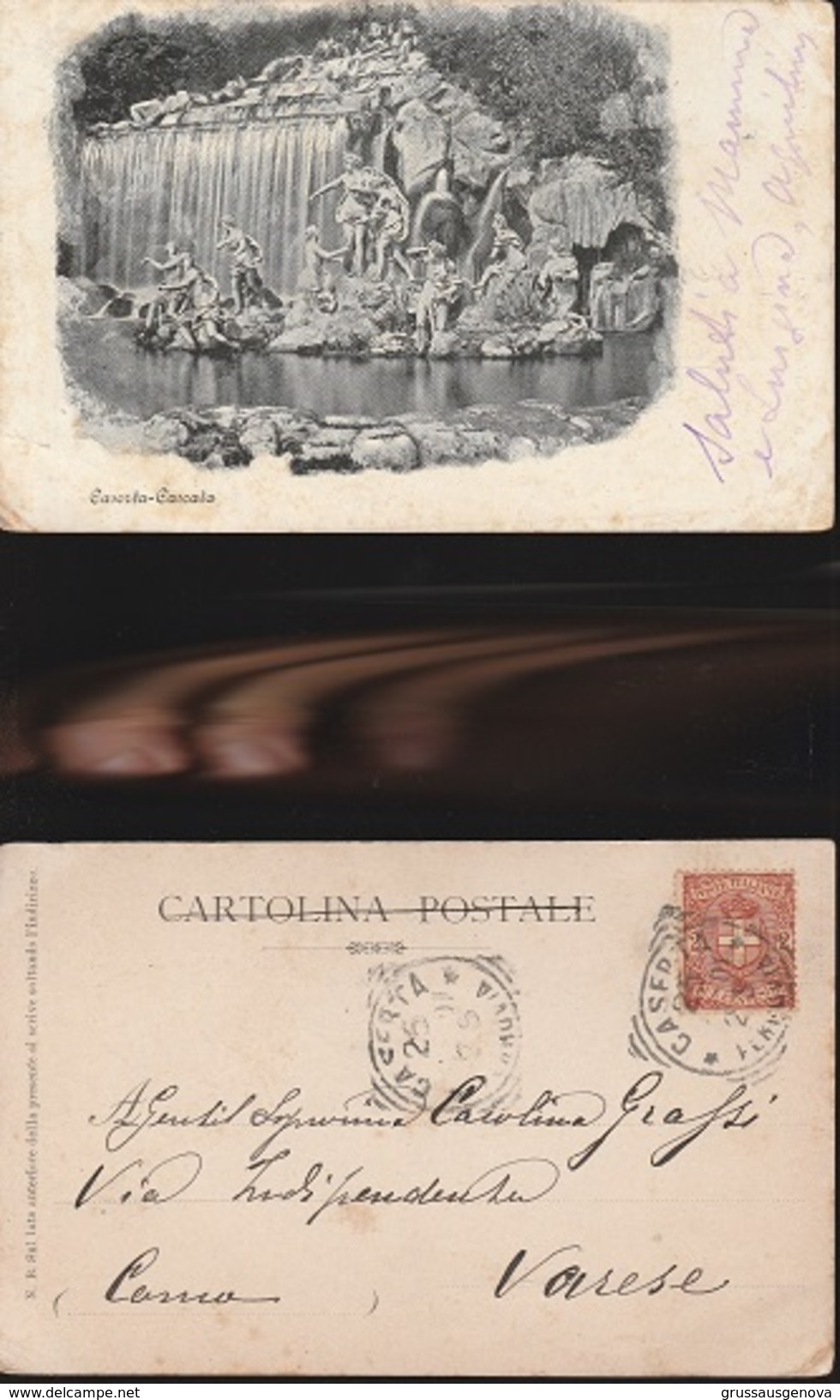 9074) CASERTA REGGIA LA CASCATA VIAGGIATA 1901 - Caserta