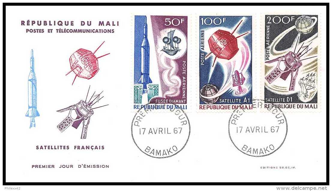 10903/ Espace (space Raumfahrt) Lettre (cover Briefe) 17/4/1967 Satellites Francais Fdc Diamant A1 D1 Mali - Afrika