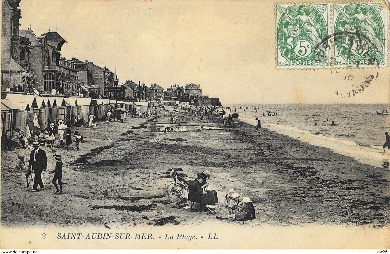 Saint-Aubin-sur-Mer - La Plage - Cabines De Plage - Carte LL N° 2 - Saint Aubin