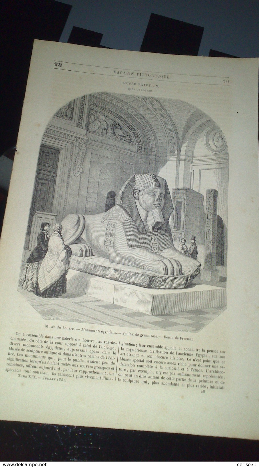 Affiche (gravure) - Monuments égyptiens (musée Du Louvre) - Sphinx De Granit Rose - Affiches