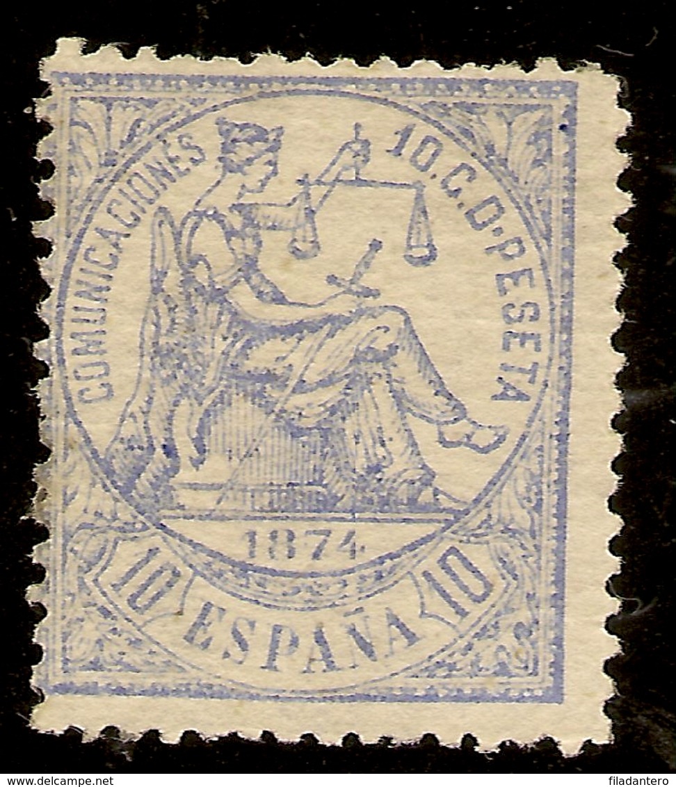 Edifil  145*   10 Céntimos Azul  Alegoría Justicia   1874   NL1068 - Gebraucht