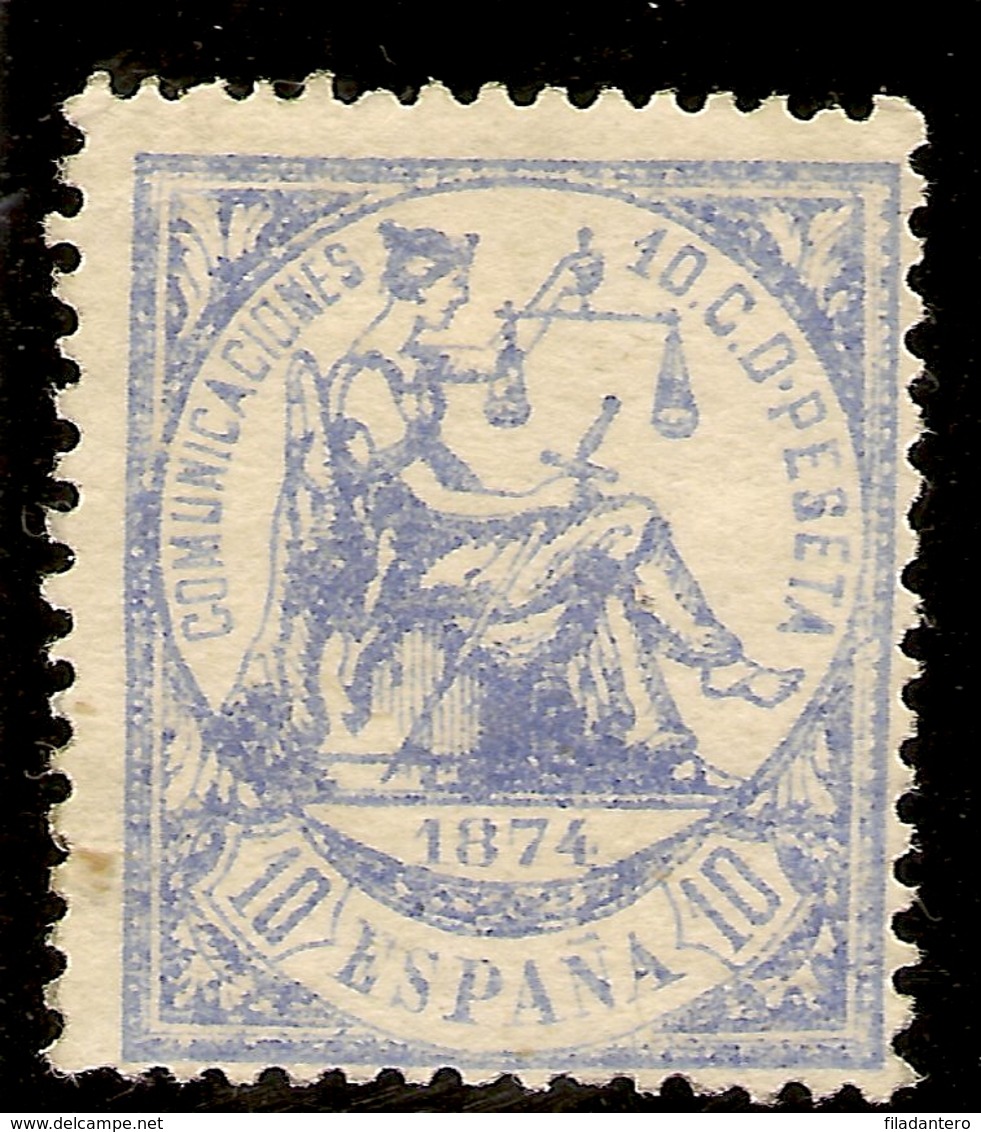 Edifil  145*   10 Céntimos Azul  Alegoría Justicia   1874   NL1068 - Gebraucht