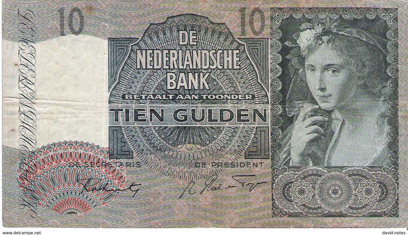 Netherlands - Pick 56b - 10 Gulden 1942 - F+ - 10 Gulden