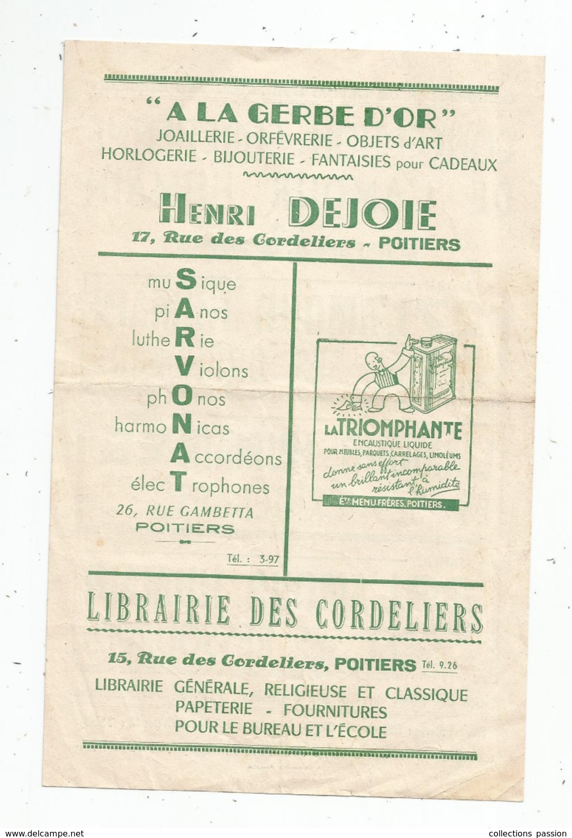 Programme, Conférences Du Cercle Catholique Des étudiants , Poitiers , Publicités, 2 Scans - Programma's