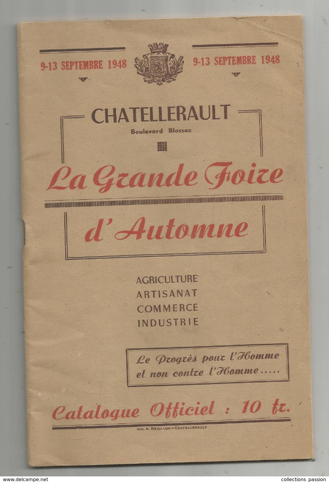 Programme ,LA GRANDE FOIRE D'AUTOMNE , 1948 , 48 Pages , Frais Fr : 2.70&euro; - Programmes