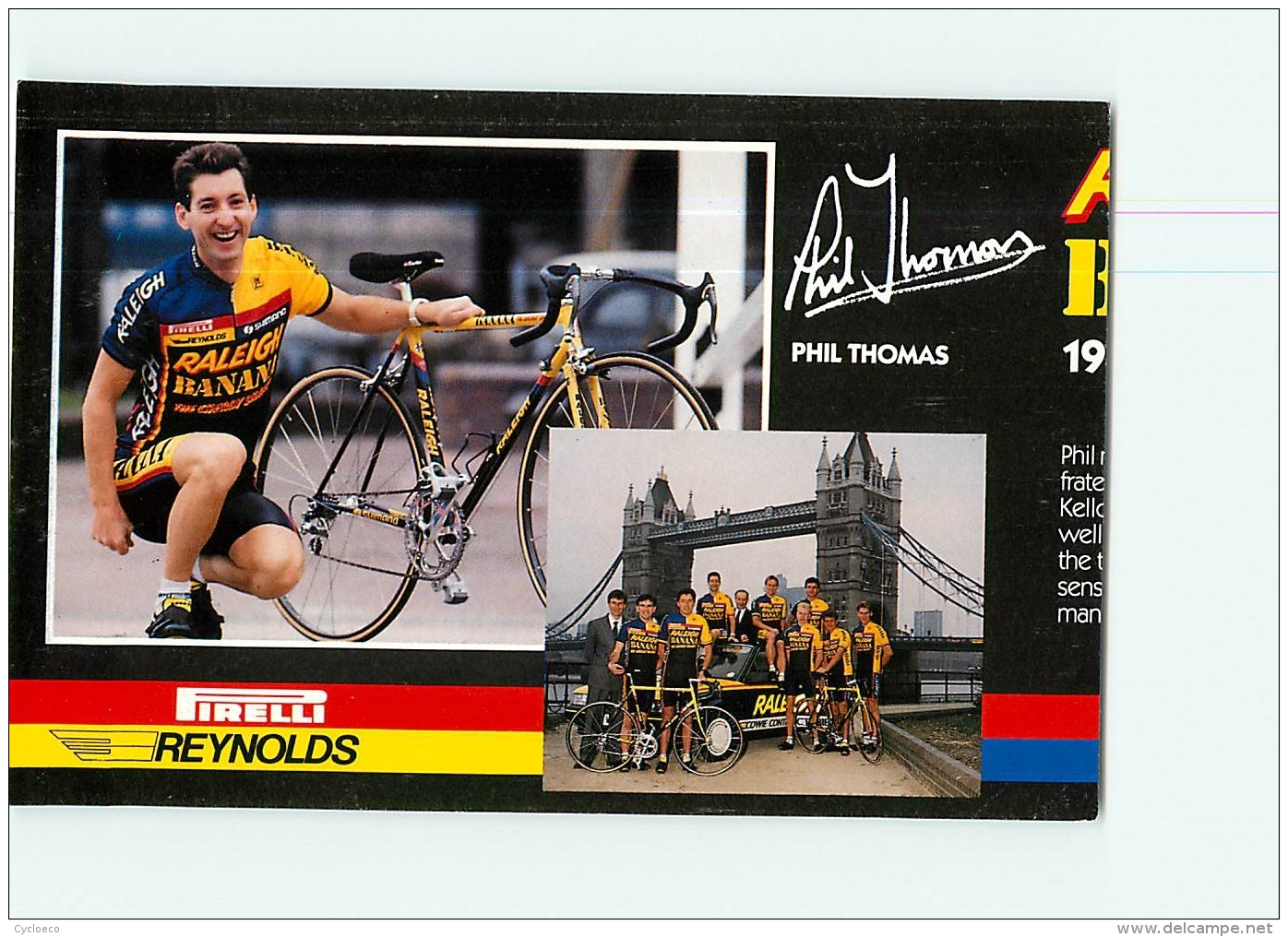 Phil THOMAS , Raleigh Banana 1988 . Attention : Bien Lire Le Descriptif ! 2 Scans. Cyclisme. En L'état - Ciclismo