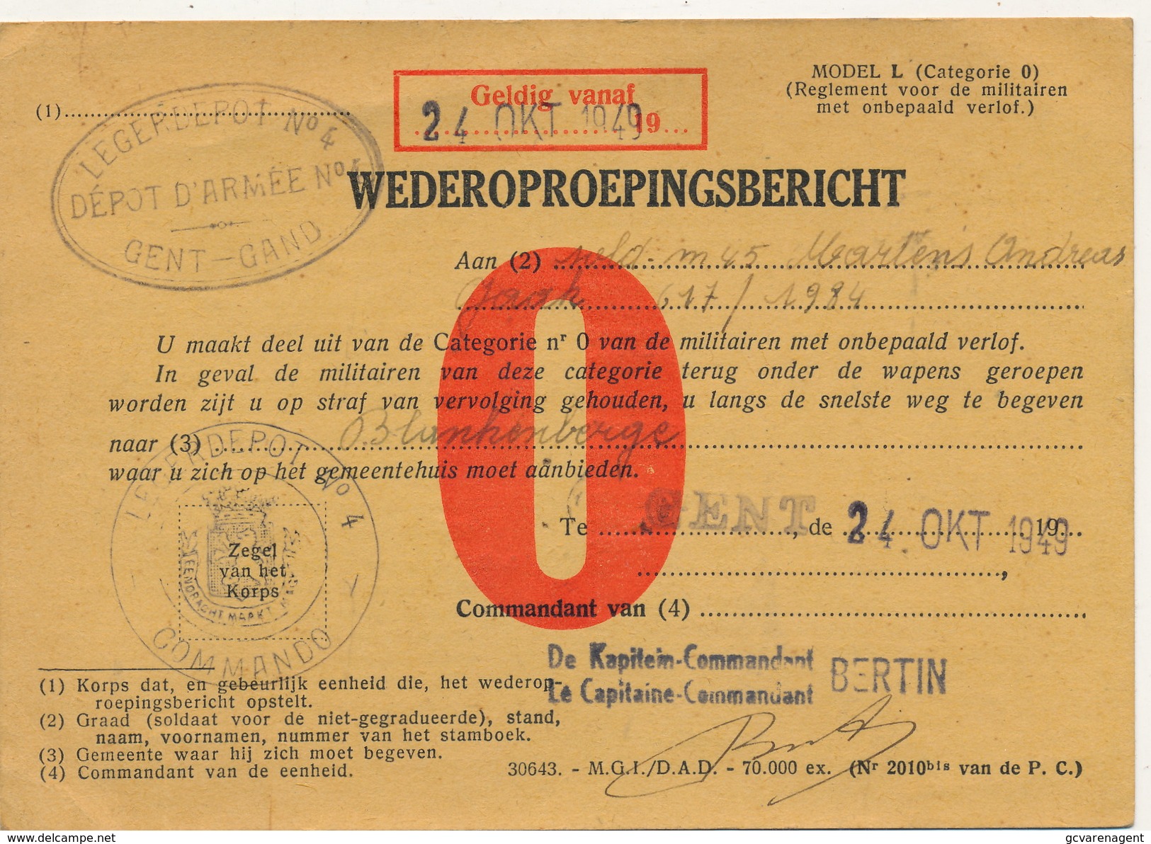 WEDEROPROEPINGSBERICHT 1949 - ZIE 2 SCANS - Autres & Non Classés