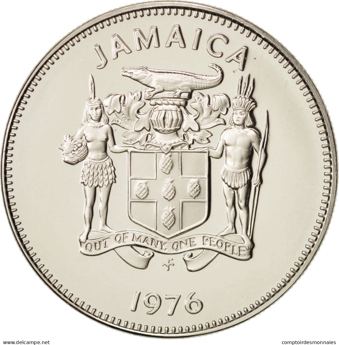 Monnaie, Jamaica, Elizabeth II, 10 Cents, 1976, Franklin Mint, USA, FDC - Jamaique