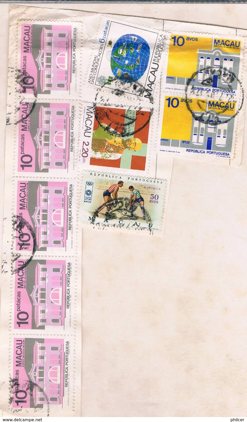 Macau, 1985, # 429, 459, 464, 473, 474, Fragmento, Used - Used Stamps