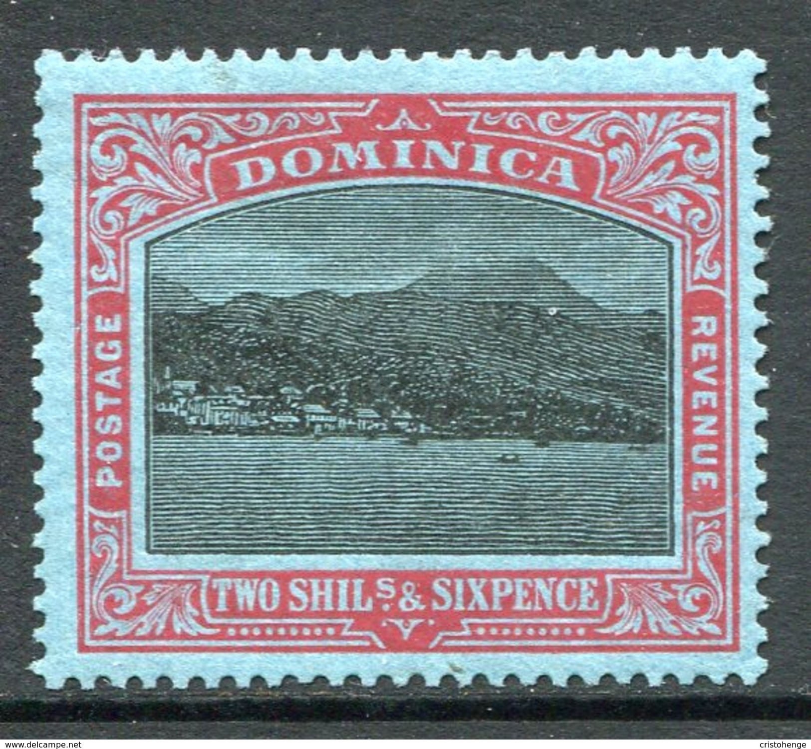 Dominica 1921-22 KGV - Roseau From The Sea (Wmk. Script CA) - 2/6 Black & Red On Blue HM (SG 70) - Dominica (...-1978)